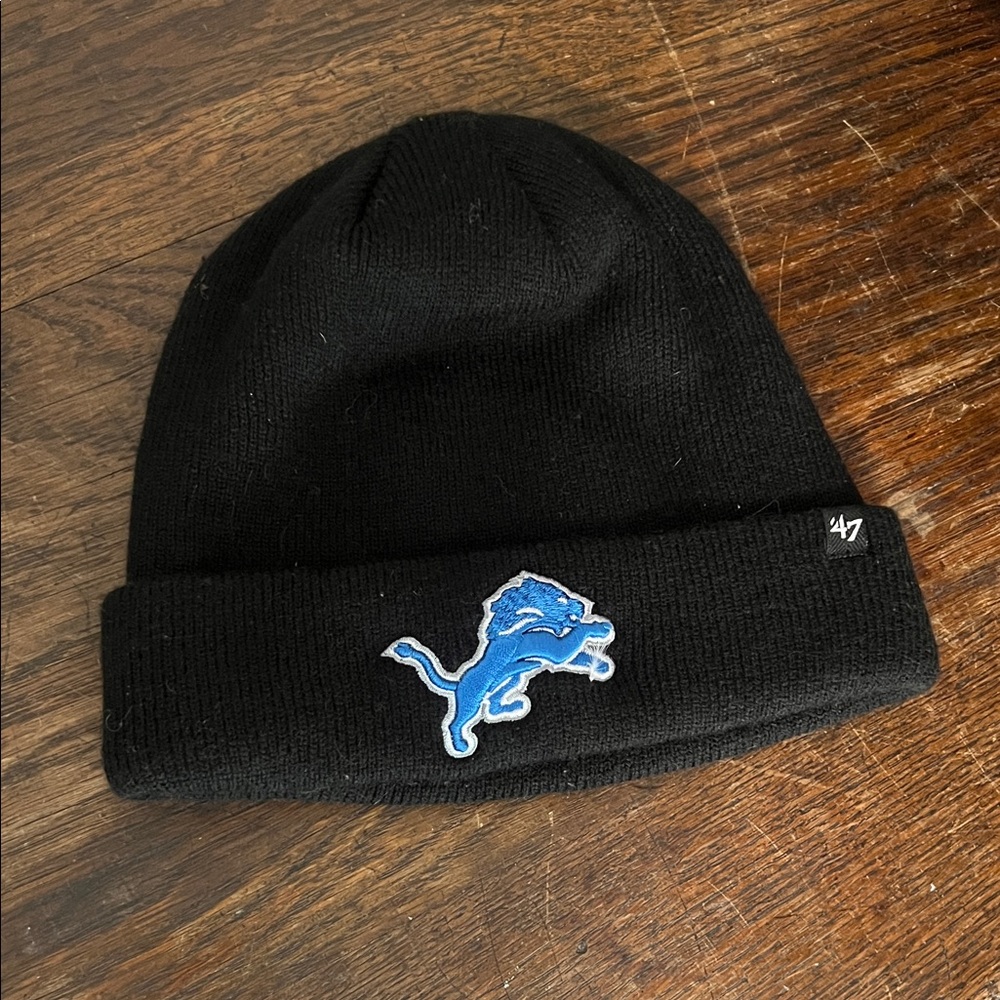Black Beanie with Blue Lion Logo by '47